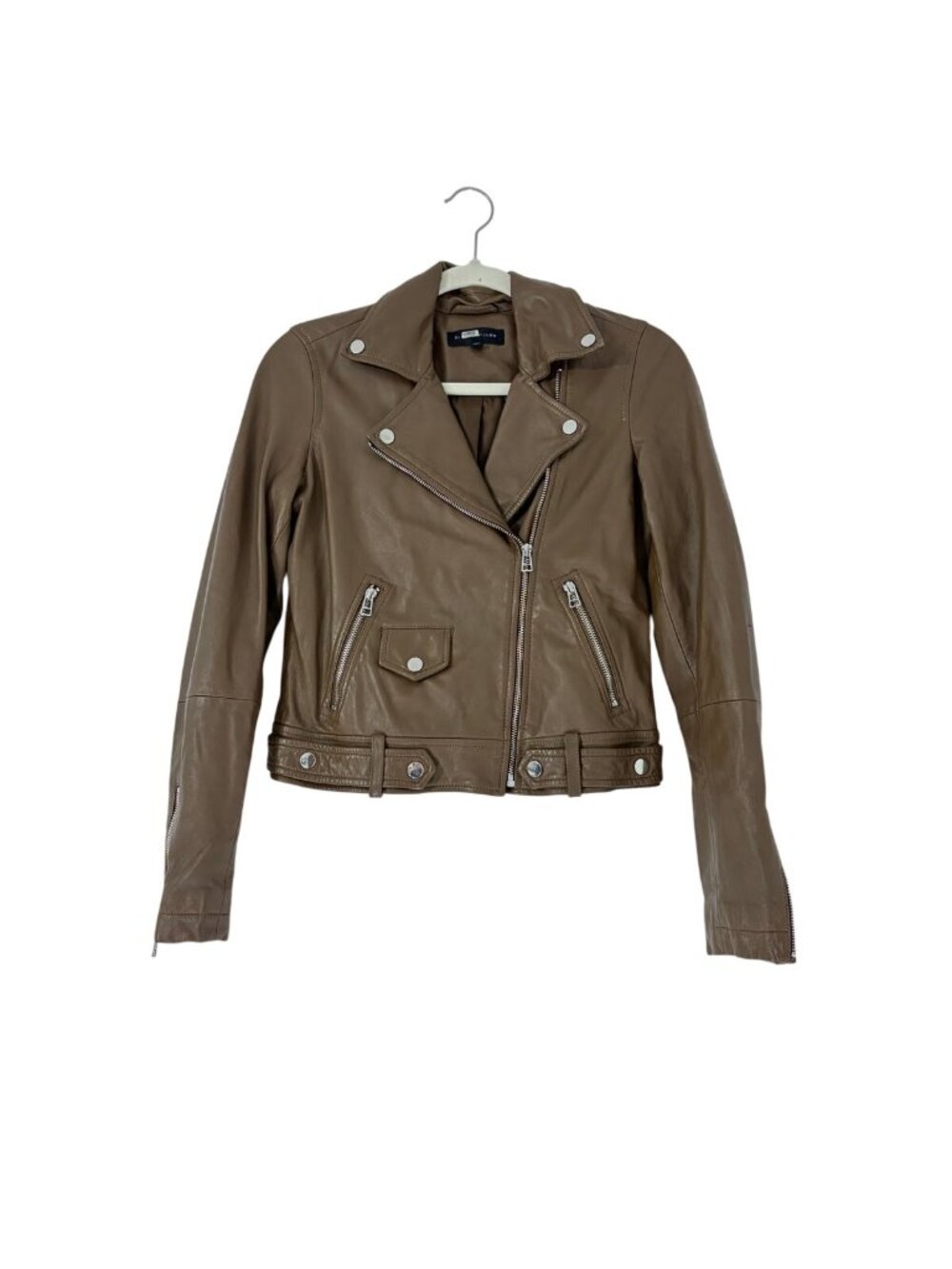 Slate & Willow Toffee Classic Leather Moto Jacket Size XS